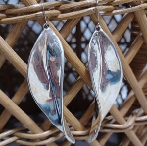 Isreal Silver Twisted Leaf Drop Earrings - Women Jewelry